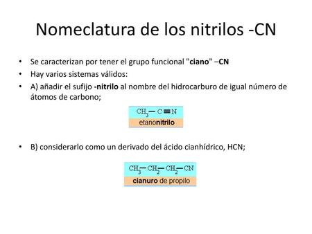 Nomeclatura de los nitrilos -CN