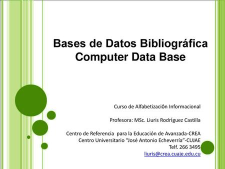 Bases de Datos Bibliográfica Computer Data Base