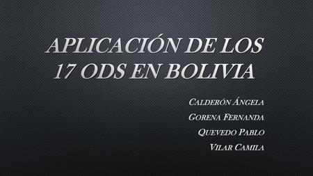 APLICACIÓN DE LOS 17 ODS EN BOLIVIA