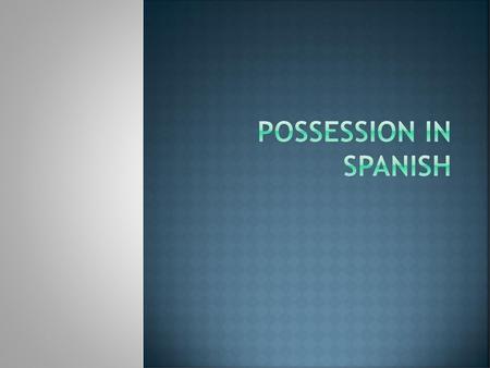 Possession in Spanish.