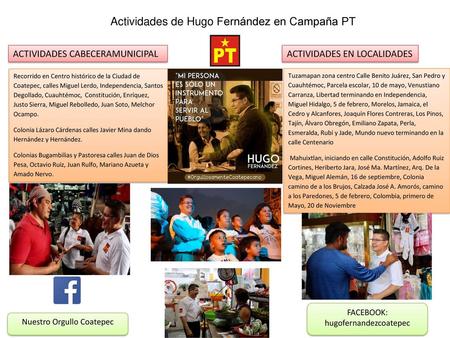 Actividades de Hugo Fernández en Campaña PT