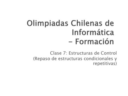 Olimpiadas Chilenas de Informática - Formación