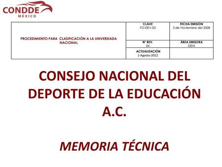 CONSEJO NACIONAL DEL DEPORTE DE LA EDUCACIÓN A.C.