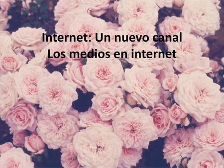 Internet: Un nuevo canal Los medios en internet
