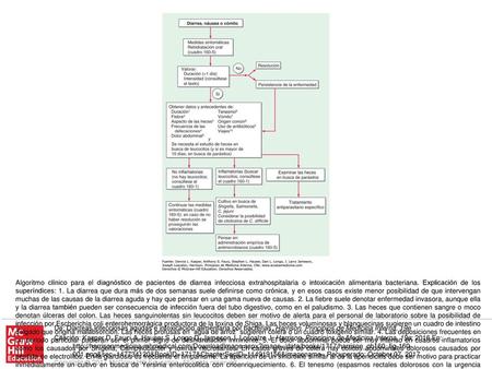 Algoritmo clínico para el diagnóstico de pacientes de diarrea infecciosa extrahospitalaria o intoxicación alimentaria bacteriana. Explicación de los superíndices: