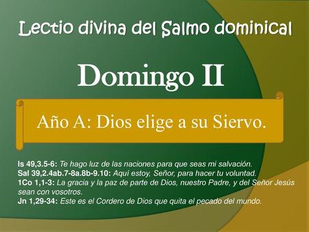 Lectio divina del Salmo dominical