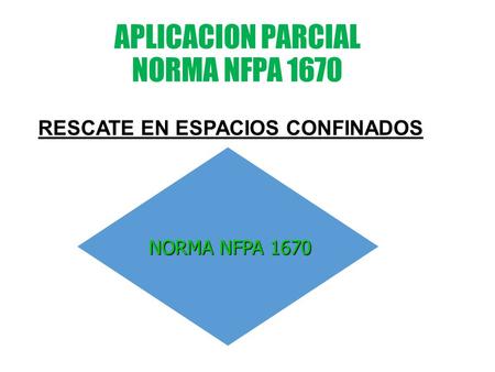 APLICACION PARCIAL NORMA NFPA 1670 RESCATE EN ESPACIOS CONFINADOS NORMA NFPA 1670.