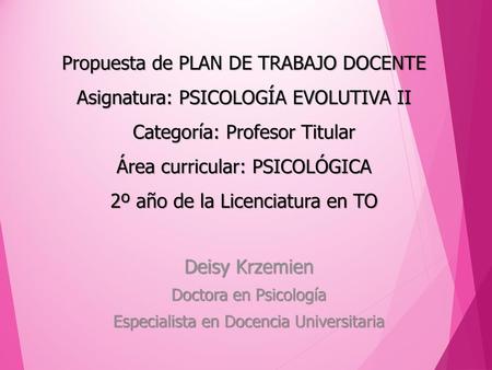 Especialista en Docencia Universitaria