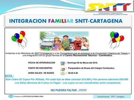 INTEGRACION FAMILIAR SNTT-CARTAGENA
