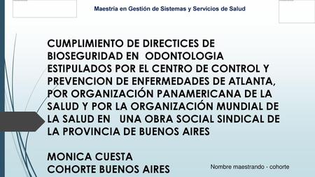 Maestría en Gestión de Sistemas y Servicios de Salud