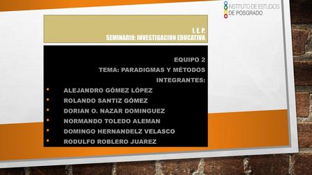 I. E. P. SEMINARIO: INVESTIGACION EDUCATIVA