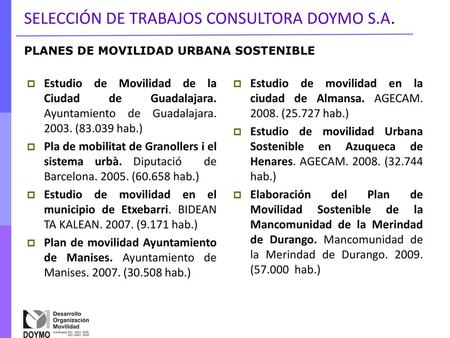 SELECCIÓN DE TRABAJOS CONSULTORA DOYMO S.A.