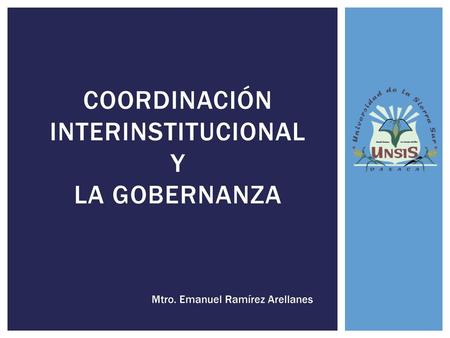 COORDINACIÓN INTERINSTITUCIONAL y la gobernanza