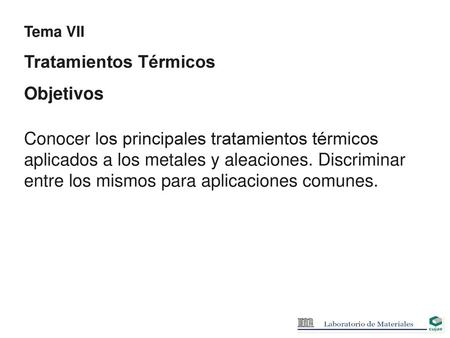 Tratamientos Térmicos Objetivos
