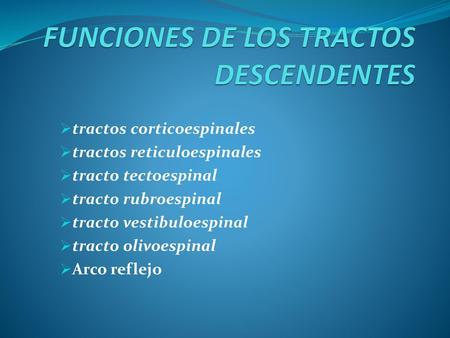 FUNCIONES DE LOS TRACTOS DESCENDENTES
