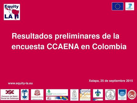 Resultados preliminares de la encuesta CCAENA en Colombia
