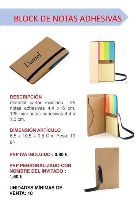 Daniel BLOCK DE NOTAS ADHESIVAS DESCRIPCIÓN