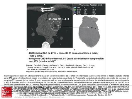 Gammagrama con calcio en arteria coronaria (CAC) en un varón caucásico de 51 años sin enfermedad cardiovascular clínica ni diabetes tratada, referido para.