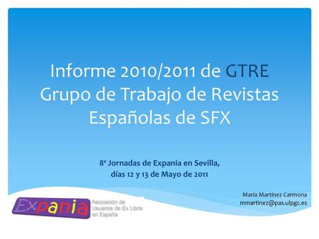 8ª Jornadas de Expania en Sevilla,