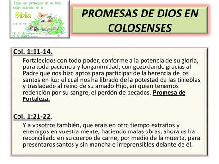 PROMESAS DE DIOS EN COLOSENSES