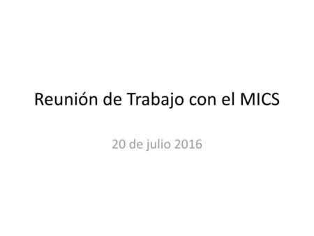 Reunión de Trabajo con el MICS
