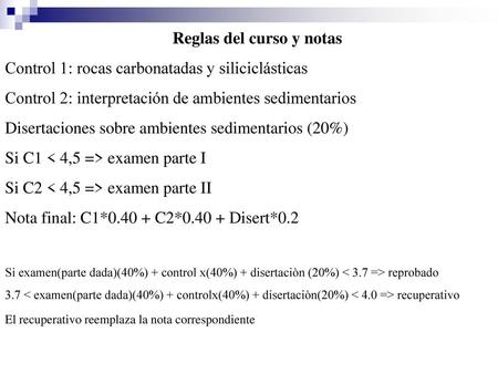 Reglas del curso y notas