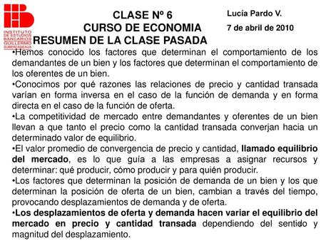 RESUMEN DE LA CLASE PASADA