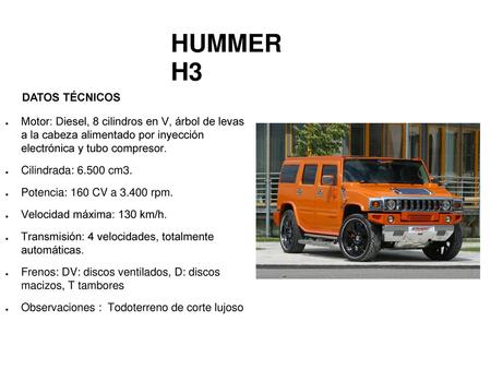 HUMMER H3 DATOS TÉCNICOS