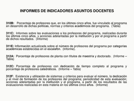 INFORMES DE INDICADORES ASUNTOS DOCENTES