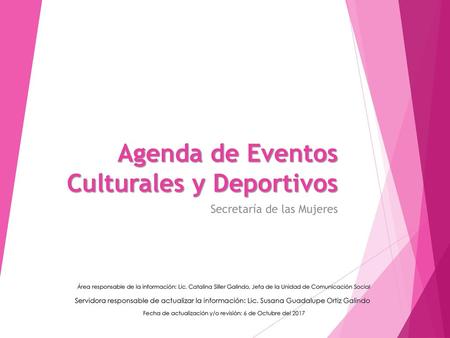 Agenda de Eventos Culturales y Deportivos
