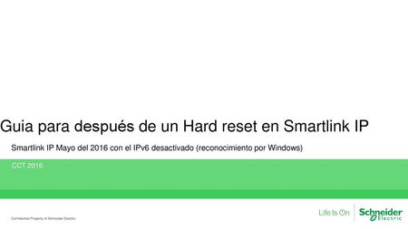 Guia para después de un Hard reset en Smartlink IP
