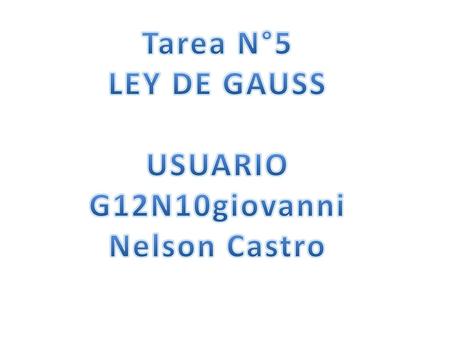 Tarea N°5 LEY DE GAUSS USUARIO G12N10giovanni Nelson Castro.
