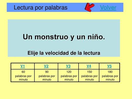 Un monstruo y un niño. Elije la velocidad de la lectura