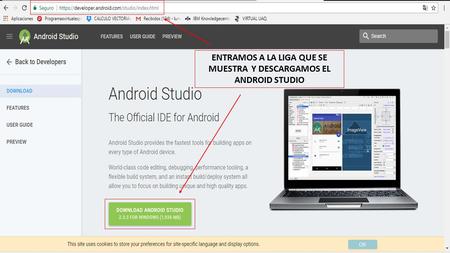 ENTRAMOS A LA LIGA QUE SE MUESTRA Y DESCARGAMOS EL ANDROID STUDIO.