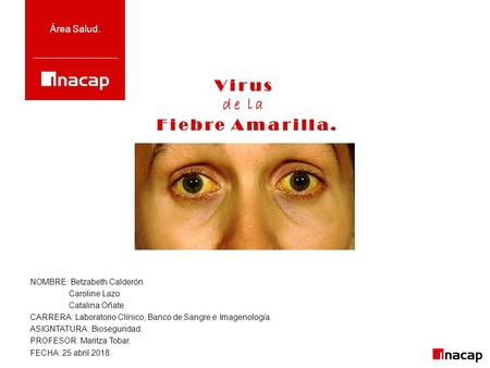 Área Salud. NOMBRE: Betzabeth Calderón Caroline Lazo Catalina Oñate. CARRERA: Laboratorio Clínico, Banco de Sangre e Imagenología. ASIGNTATURA: Bioseguridad.