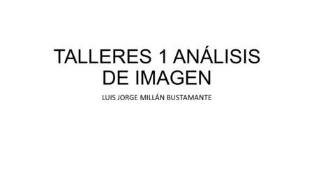 TALLERES 1 ANÁLISIS DE IMAGEN LUIS JORGE MILLÁN BUSTAMANTE.
