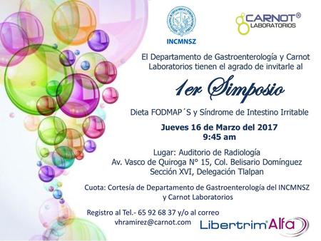 1er Simposio Dieta FODMAP´S y Síndrome de Intestino Irritable