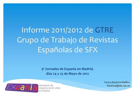 9ª Jornadas de Expania en Madrid,