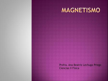 Magnetismo Profra. Ana Beatriz Lechuga Priego Ciencias II Física.
