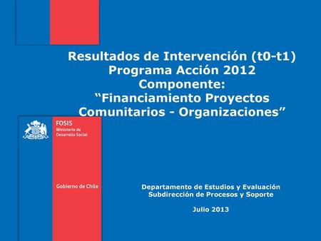 Resultados de Intervención (t0-t1) Programa Acción 2012 Componente: