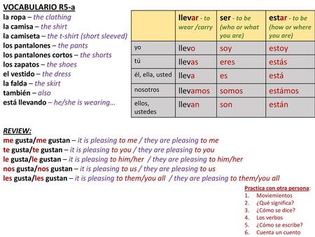 ser - to be (who or what you are) estar - to be (how or where you are)