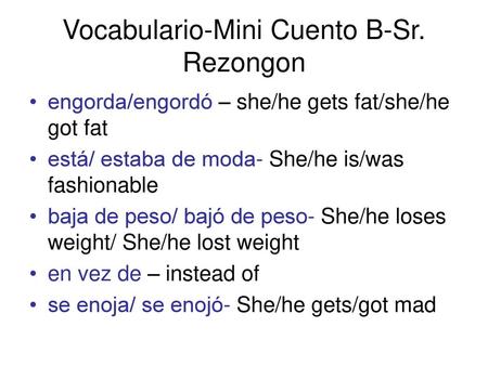 Vocabulario-Mini Cuento B-Sr. Rezongon