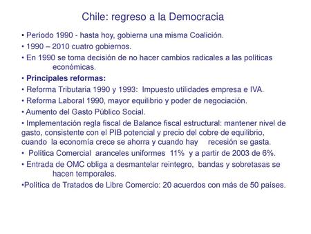Chile: regreso a la Democracia