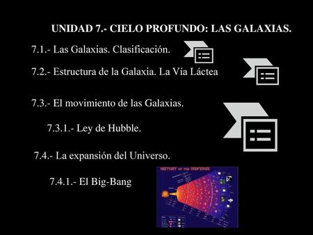 UNIDAD 7.- CIELO PROFUNDO: LAS GALAXIAS.