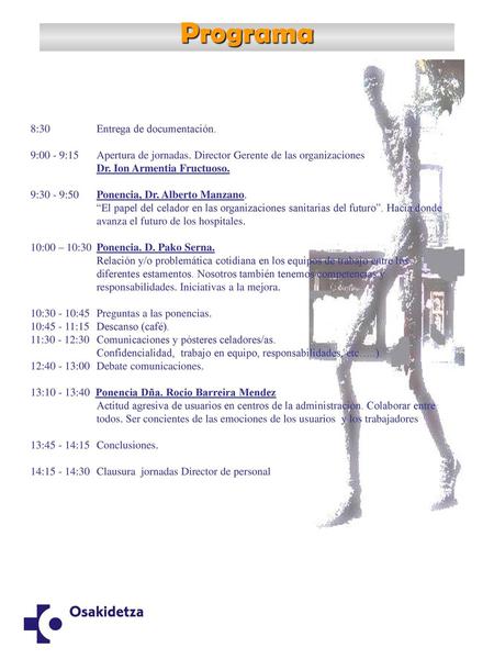 Programa 8:30 Entrega de documentación.