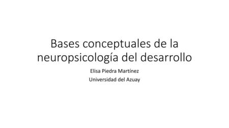 Bases conceptuales de la neuropsicología del desarrollo