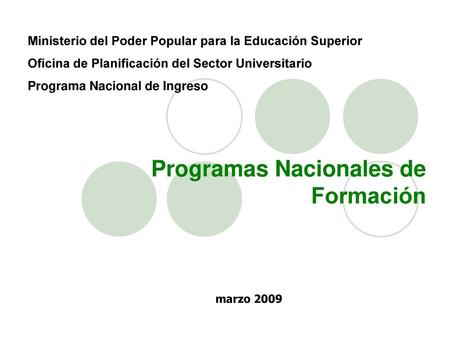 Programas Nacionales de Formación