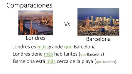 Comparaciones Vs Londres Barcelona Londres es más grande que Barcelona
