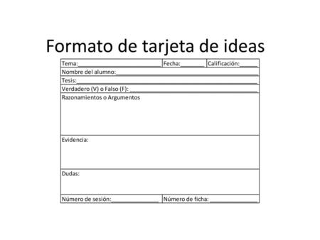 Formato de tarjeta de ideas