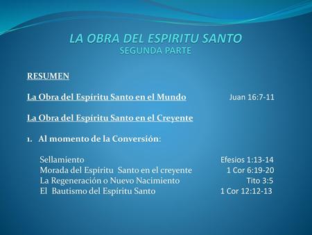 LA OBRA DEL ESPIRITU SANTO